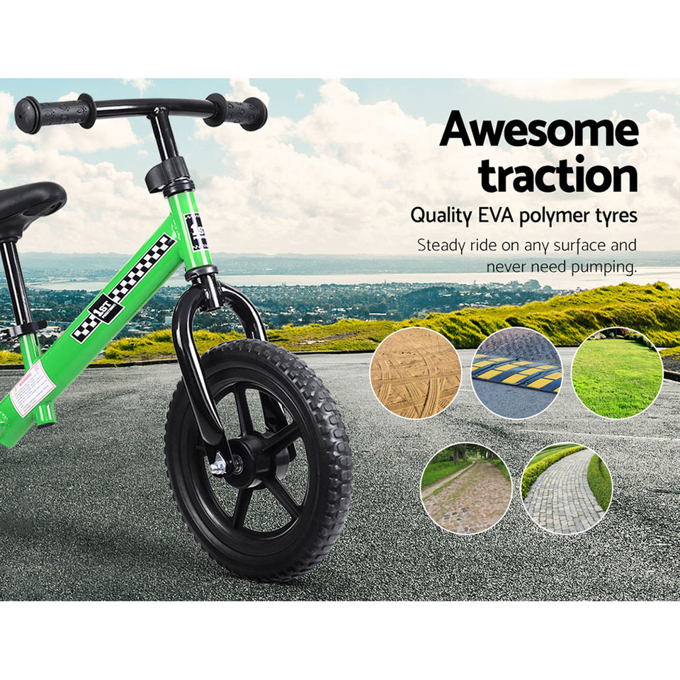 Kids Balance Bike Ride On Toys Puch Bicycle Wheels Toddler Baby 12" Bikes Green - KRE Group