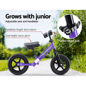 Kids Balance Bike Ride On Toys Puch Bicycle Wheels Toddler Baby 12" Bikes Purple - KRE Group