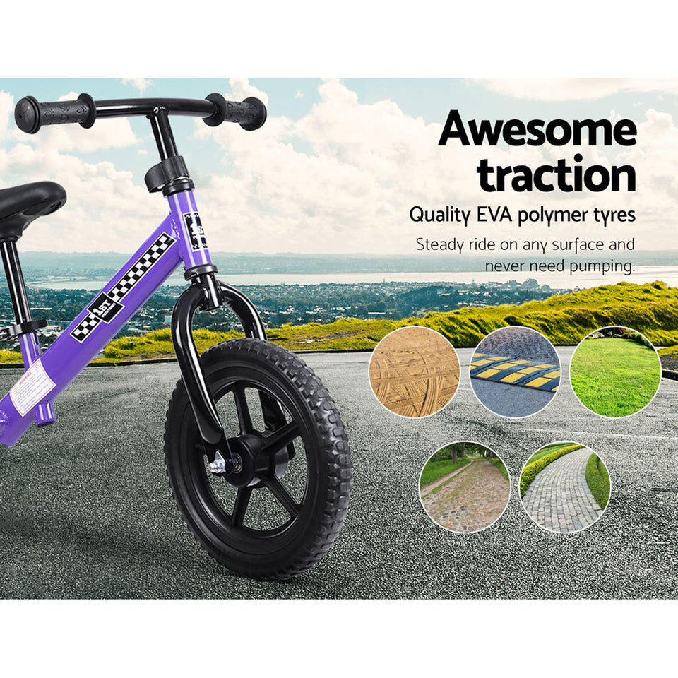 Kids Balance Bike Ride On Toys Puch Bicycle Wheels Toddler Baby 12" Bikes Purple - KRE Group