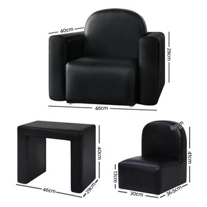 Keezi Kids Chair Sofa Recliner Children Table Desk Armchair Leather Couch Black - KRE Group