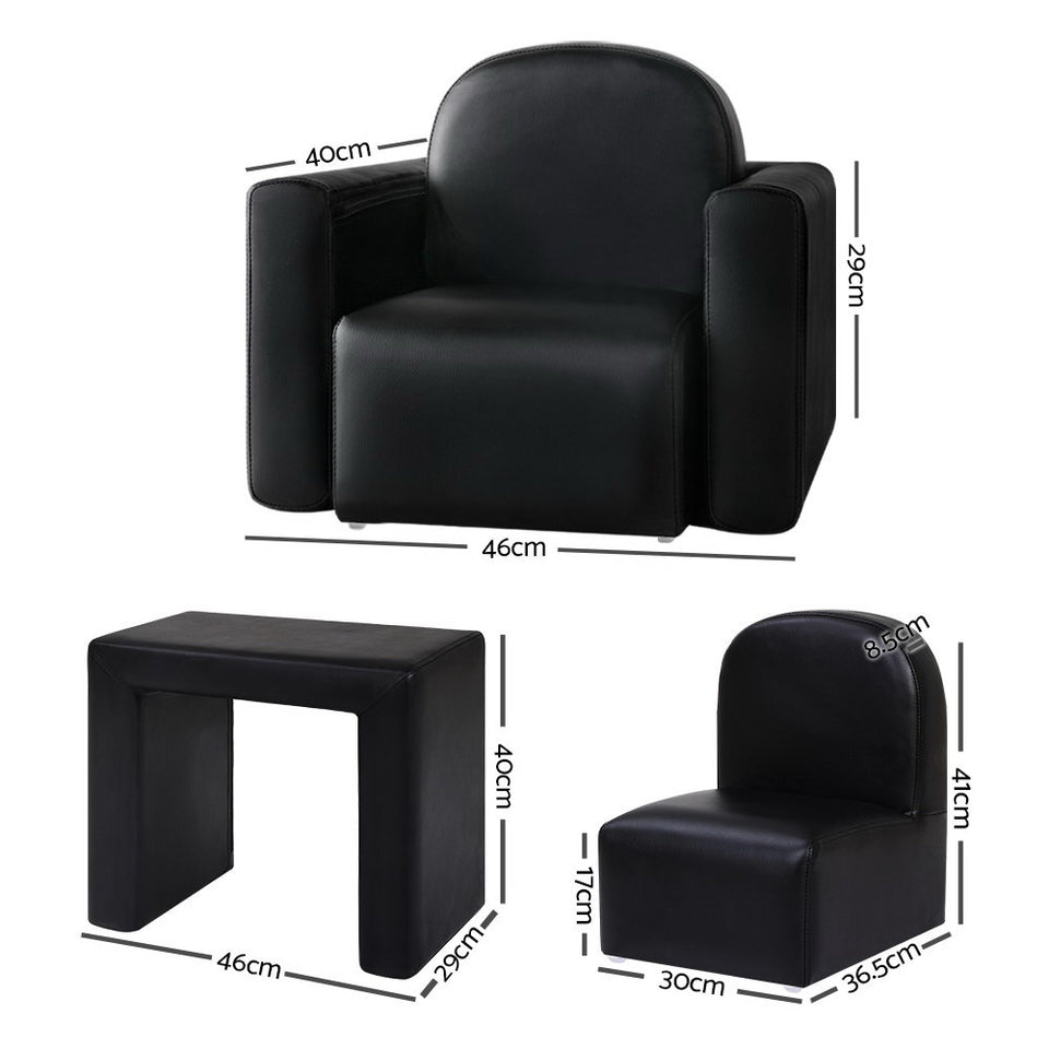 Keezi Kids Chair Sofa Recliner Children Table Desk Armchair Leather Couch Black - KRE Group