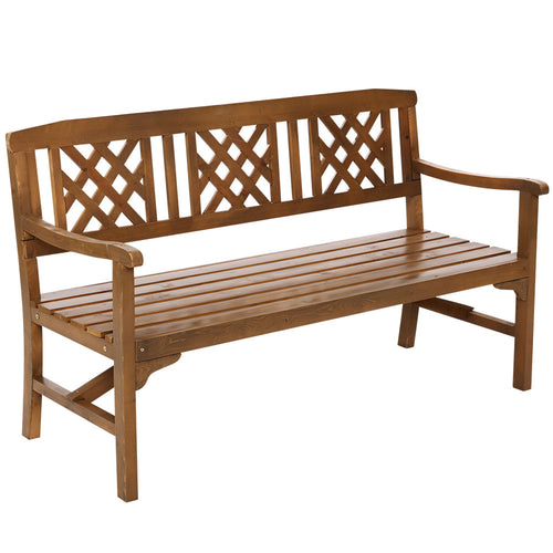 Gardeon Wooden Garden Bench 3 Seat Patio Furniture Timber Outdoor Lounge Chair Natural - KRE Group