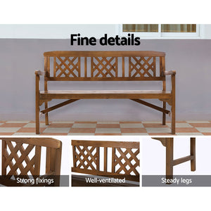 Gardeon Wooden Garden Bench 3 Seat Patio Furniture Timber Outdoor Lounge Chair Natural - KRE Group