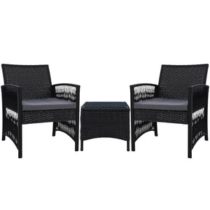 Gardeon Patio Furniture Outdoor Bistro Set Dining Chairs Setting 3 Piece Wicker - KRE Group