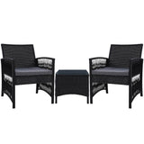 Gardeon Patio Furniture Outdoor Bistro Set Dining Chairs Setting 3 Piece Wicker - KRE Group