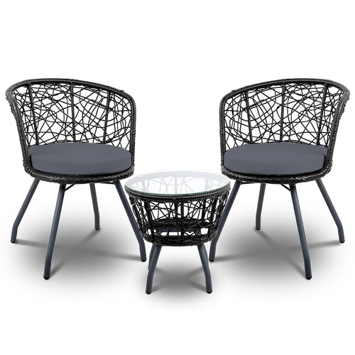 Gardeon Outdoor Patio Chair and Table - Black - KRE Group