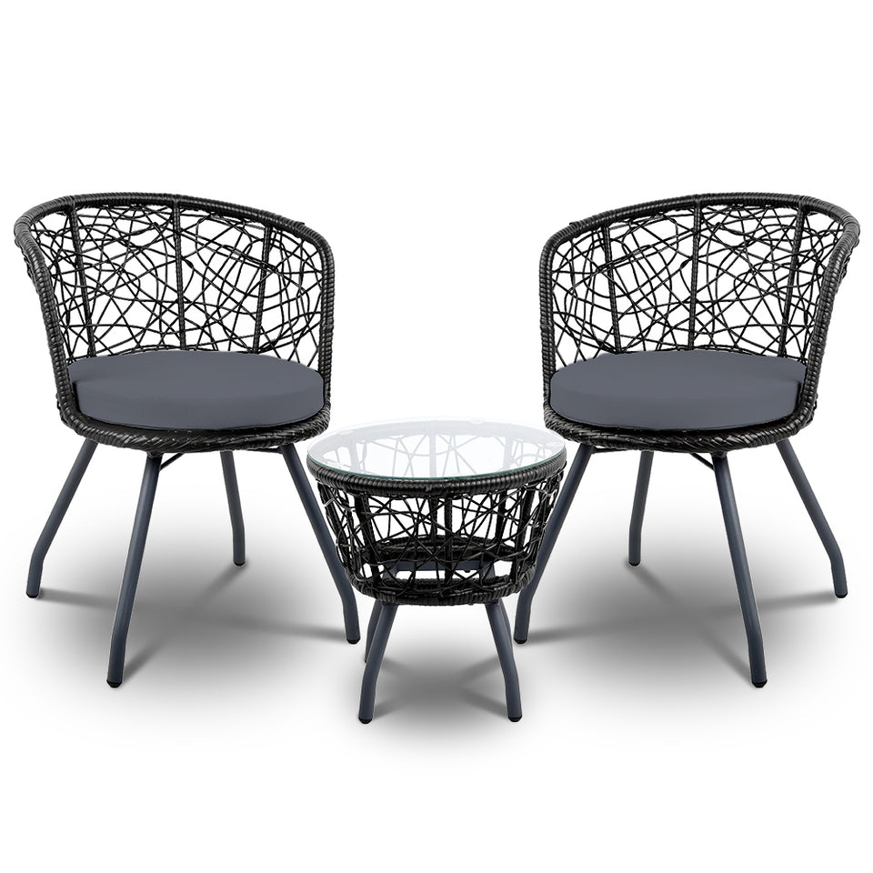 Gardeon Outdoor Patio Chair and Table - Black - KRE Group