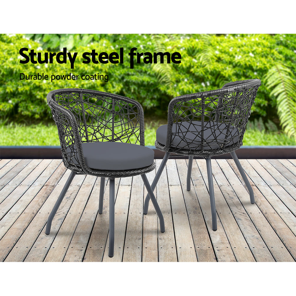 Gardeon Outdoor Patio Chair and Table - Black - KRE Group