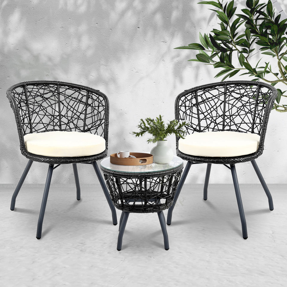 Gardeon Outdoor Patio Chair and Table - Black - KRE Group