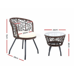 Gardeon Outdoor Patio Chair and Table - Brown - KRE Group