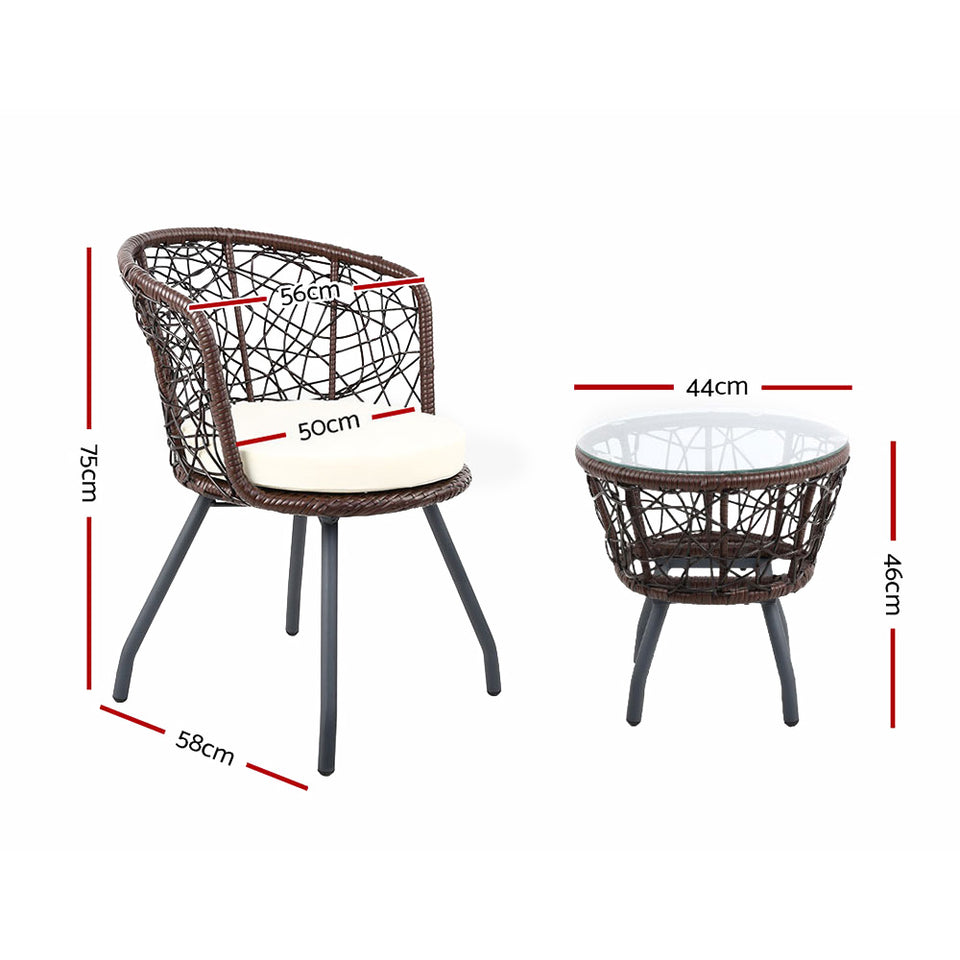 Gardeon Outdoor Patio Chair and Table - Brown - KRE Group