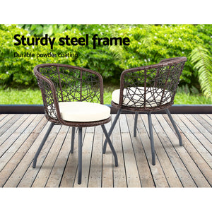 Gardeon Outdoor Patio Chair and Table - Brown - KRE Group