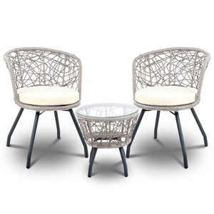 Gardeon Outdoor Patio Chair and Table - Grey - KRE Group