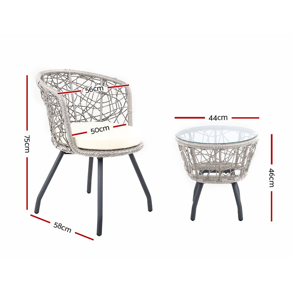 Gardeon Outdoor Patio Chair and Table - Grey - KRE Group