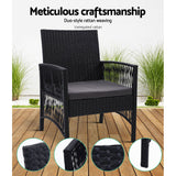 Outdoor Furniture Set of 2 Dining Chairs Wicker Garden Patio Cushion Black Gardeon - KRE Group