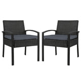 Set of 2 Outdoor Dining Chairs Wicker Chair Patio Garden Furniture Lounge Setting Bistro Set Cafe Cushion Gardeon Black - KRE Group