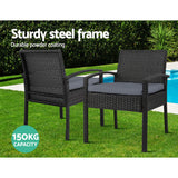 Set of 2 Outdoor Dining Chairs Wicker Chair Patio Garden Furniture Lounge Setting Bistro Set Cafe Cushion Gardeon Black - KRE Group