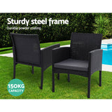 Set of 2 Outdoor Bistro Chairs Patio Furniture Dining Chair Wicker Garden Cushion Gardeon - KRE Group