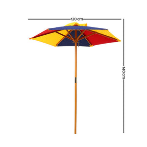 Keezi Kids Wooden Picnic Table Set with Umbrella - KRE Group