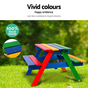 Keezi Kids Wooden Picnic Table Set with Umbrella - KRE Group