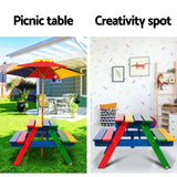 Keezi Kids Wooden Picnic Table Set with Umbrella - KRE Group