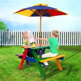 Keezi Kids Wooden Picnic Table Set with Umbrella - KRE Group