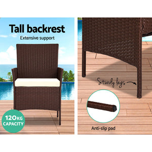 Gardeon 4-piece Wicker Outdoor Set - Brown - KRE Group