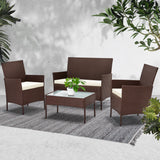 Gardeon 4-piece Wicker Outdoor Set - Brown - KRE Group