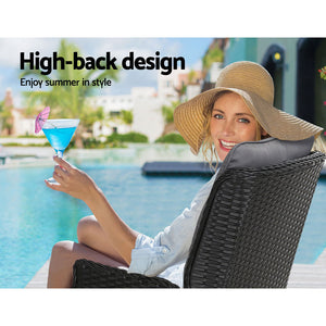 Gardeon Recliner Chair Sun lounge Setting Outdoor Furniture Patio Wicker Sofa - KRE Group