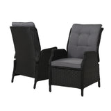 Gardeon Recliner Chairs Sun lounge Setting Outdoor Furniture Patio Garden Wicker - KRE Group