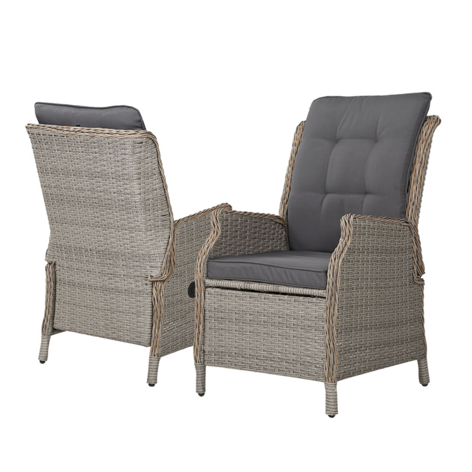 Gardeon Recliner Chairs Sun lounge Outdoor Setting Patio Furniture Garden Wicker - KRE Group