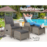 Gardeon Recliner Chairs Sun lounge Outdoor Setting Patio Furniture Garden Wicker - KRE Group