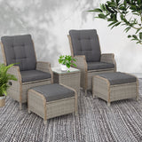 Gardeon Recliner Chairs Sun lounge Outdoor Setting Patio Furniture Garden Wicker - KRE Group