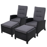 Set of 2 Sun lounge Recliner Chair Wicker Lounger Sofa Day Bed Outdoor Chairs Patio Furniture Garden Cushion Ottoman Gardeon - KRE Group