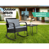 Gardeon Wicker Rocking Chairs Table Set Outdoor Setting Recliner Patio Furniture - KRE Group