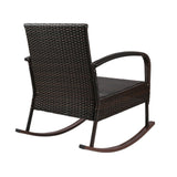 Gardeon Rocking Chairs Table Set Outdoor Setting Wicker Recliner Patio Furniture Brown - KRE Group