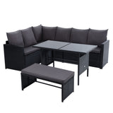 Gardeon Outdoor Furniture Dining Setting Sofa Set Lounge Wicker 8 Seater Black - KRE Group