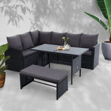 Gardeon Outdoor Furniture Dining Setting Sofa Set Lounge Wicker 8 Seater Black - KRE Group