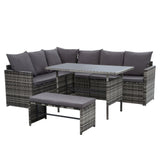 Gardeon Outdoor Furniture Dining Setting Sofa Set Lounge Wicker 8 Seater Mixed Grey - KRE Group