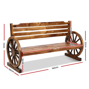 Gardeon Garden Bench Wooden Wagon Chair 3 Seat Outdoor Furniture Backyard Lounge - KRE Group