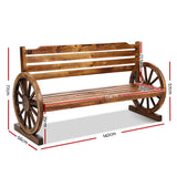 Gardeon Garden Bench Wooden Wagon Chair 3 Seat Outdoor Furniture Backyard Lounge - KRE Group