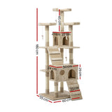 i.Pet Cat Tree 180cm Trees Scratching Post Scratcher Tower Condo House Furniture Wood Beige - KRE Group