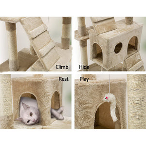 i.Pet Cat Tree 180cm Trees Scratching Post Scratcher Tower Condo House Furniture Wood Beige - KRE Group