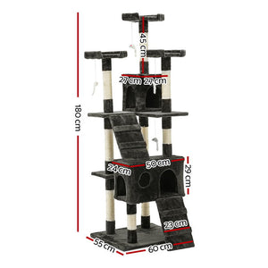 i.Pet Cat Tree 180cm Trees Scratching Post Scratcher Tower Condo House Furniture Wood - KRE Group