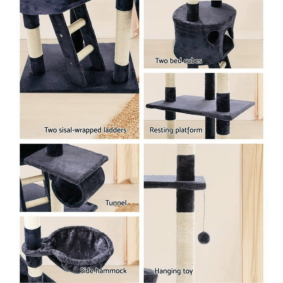 i.Pet Cat Tree 260cm Trees Scratching Post Scratcher Tower Condo House Furniture Wood Blue - KRE Group