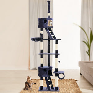 i.Pet Cat Tree 260cm Trees Scratching Post Scratcher Tower Condo House Furniture Wood Blue - KRE Group