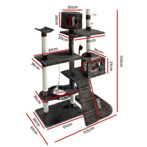 i.Pet Cat Tree 170cm Trees Scratching Post Scratcher Tower Condo House Furniture Wood - KRE Group