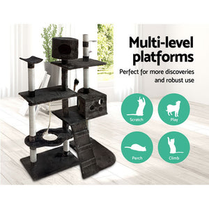 i.Pet Cat Tree 170cm Trees Scratching Post Scratcher Tower Condo House Furniture Wood - KRE Group