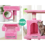 i.Pet Cat Tree 141cm Trees Scratching Post Scratcher Tower Condo House Furniture Wood Pink - KRE Group