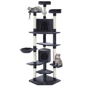 i.Pet Cat Tree 203cm Trees Scratching Post Scratcher Tower Condo House Furniture Wood - KRE Group